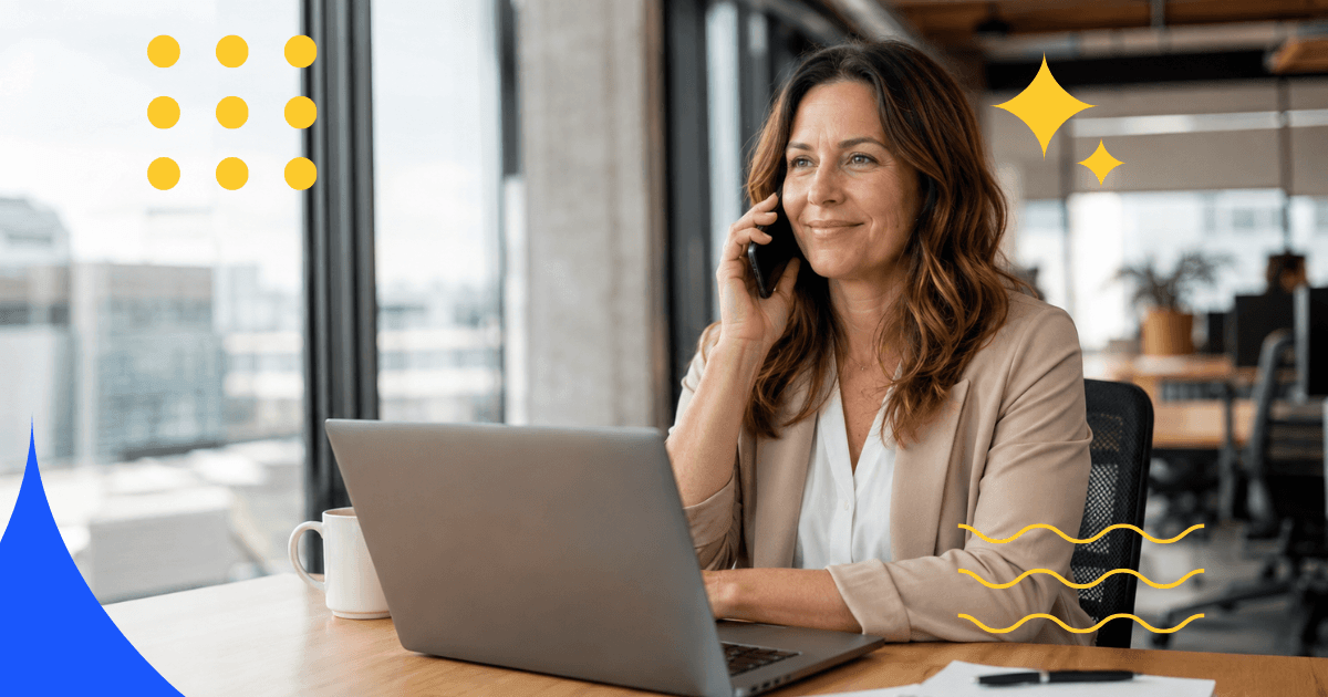 Woman on the phone at her desk in an office