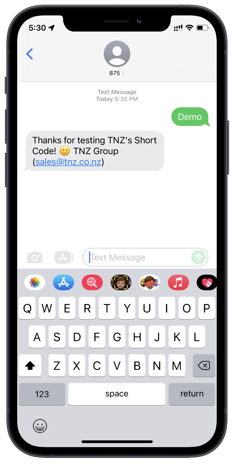 SMS Keyword on a mobile phone